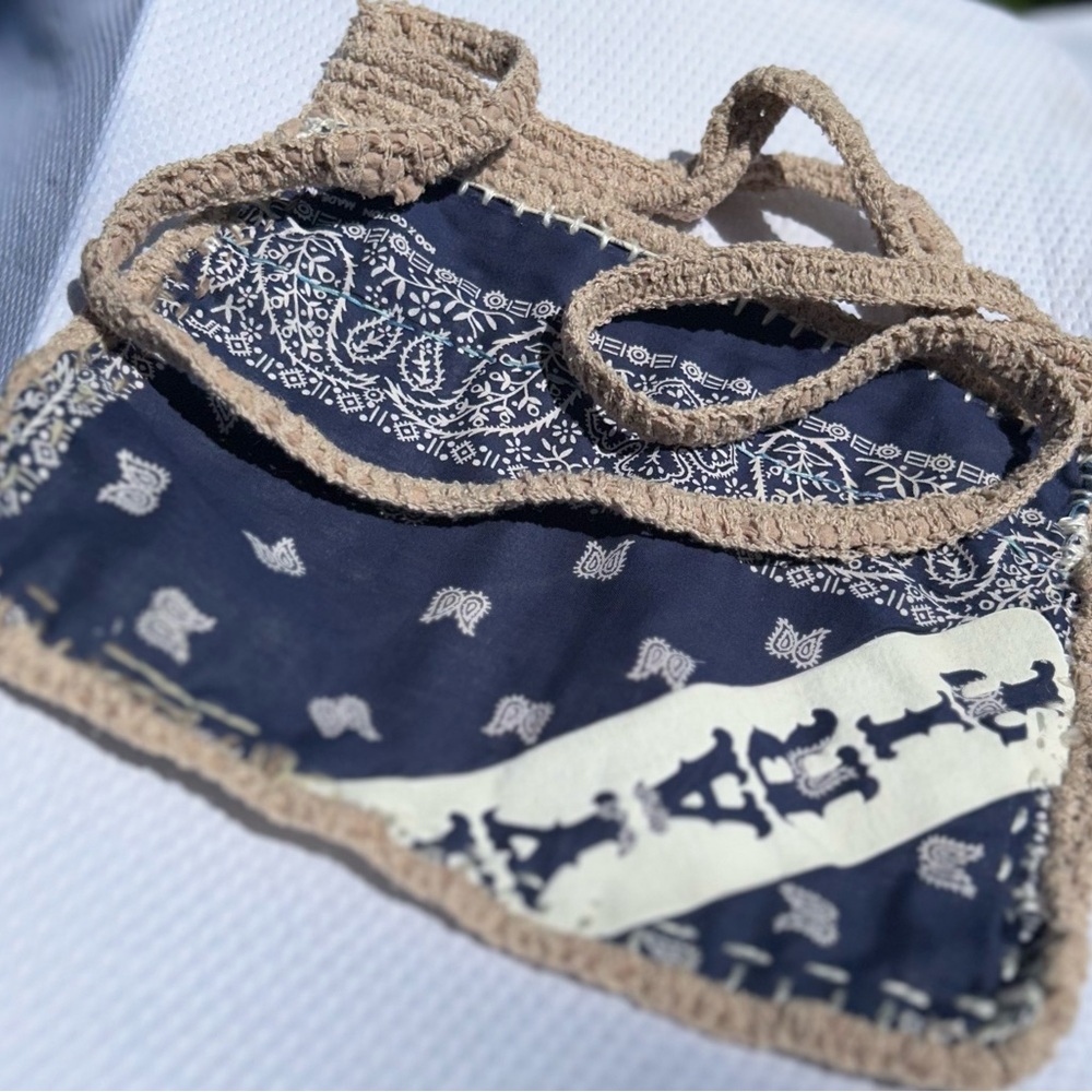 Navy and Tan Crossbody Bag